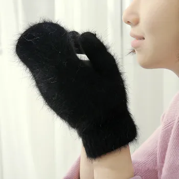 La mujer, guantes de lana | Lindo conejo de invierno, guantes, mitones, guantes de piel, frío-prueba de guantes para niños y niñas